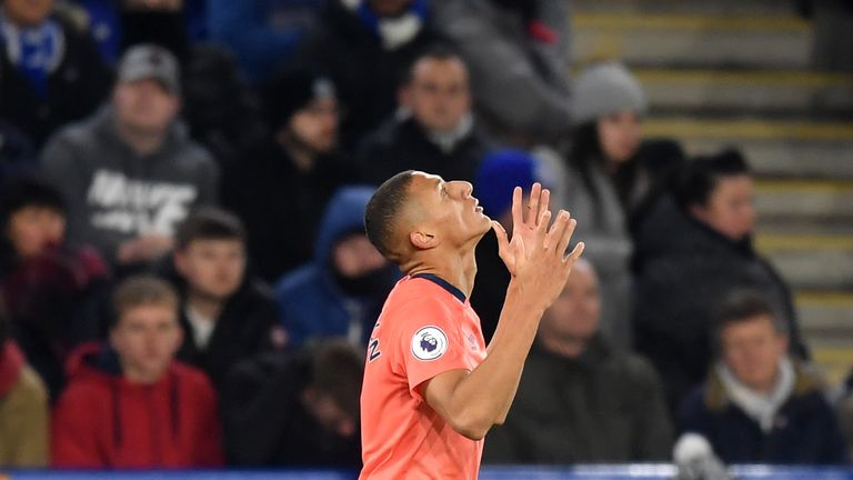 Richarlison celebrates after putting Everton ahead at Leicester