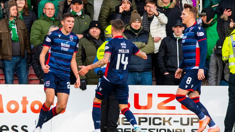  Ross Stewart celebrates after scoring to make it 1-1 during the Ladbrokes Premiership match between Ross County and Celtic at the Global Energy Stadium on December 01, 2019 in Dingwall, Scotland.  (Photo by Alan Harvey / SNS Group)