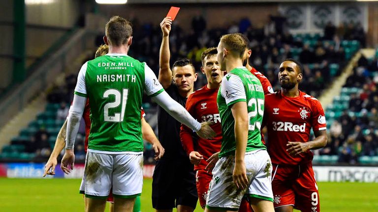 The red card was the second of 20-year-old Ryan Porteous' career