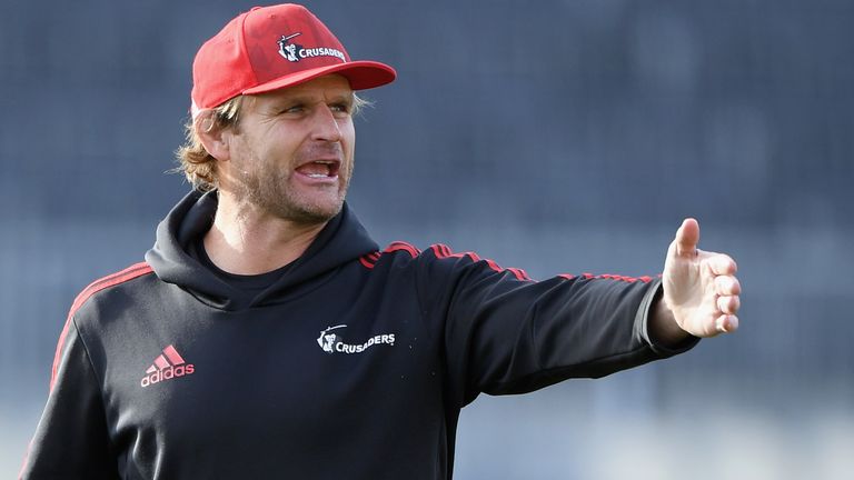 Head Coach Scott Robertson reacts during a Crusaders Super Rugby Captain's Run at Orangetheory Stadium on June 20, 2019 in Christchurch, New Zealand. 