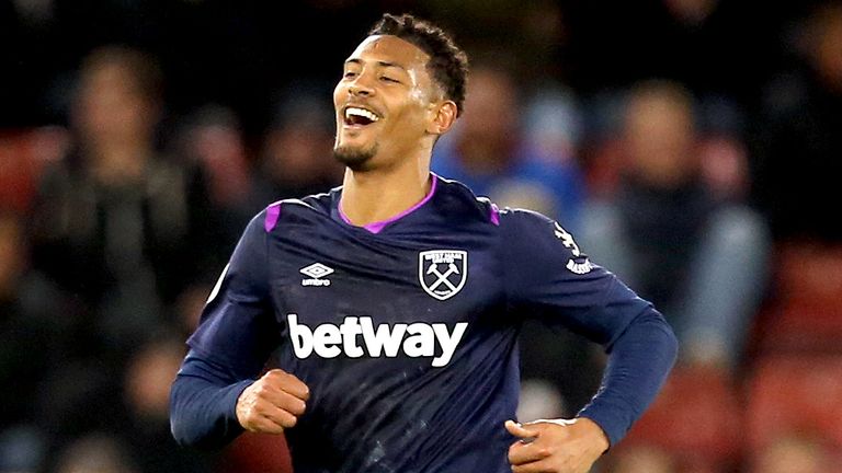 West Ham United's Sebastien Haller celebrates scoring the winner against Southampton