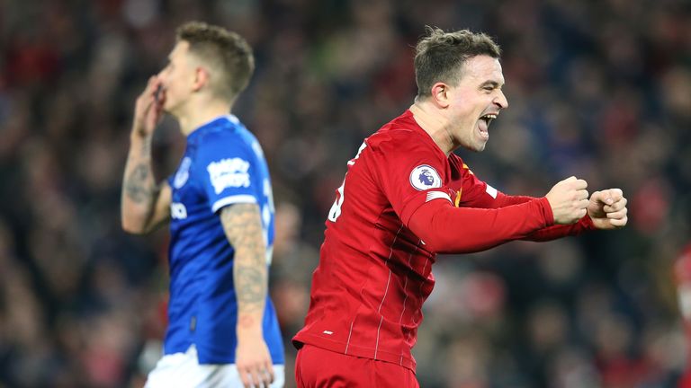 Xherdan Shaqiri scored against Everton in his first Premier League start since January