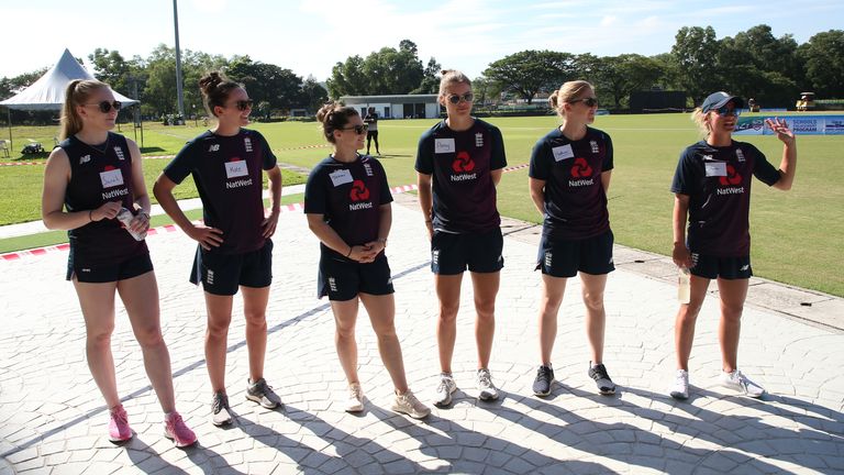 England Women players Sarah Glenn, Kate Cross, Tammy Beaumont, Amy Jones, Heather Knight and Danni Wyatt share their experiences (Pic: Malaysian Cricket Association)