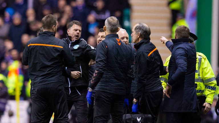 Steven Gerrard's angry reaction to Porteous' challenge set off a scuffle on the touchline