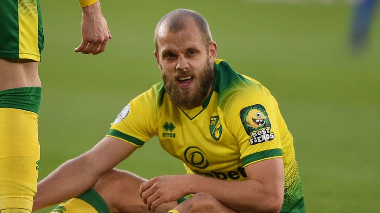 Norwich striker Teemu Pukki played on despite breaking a toe