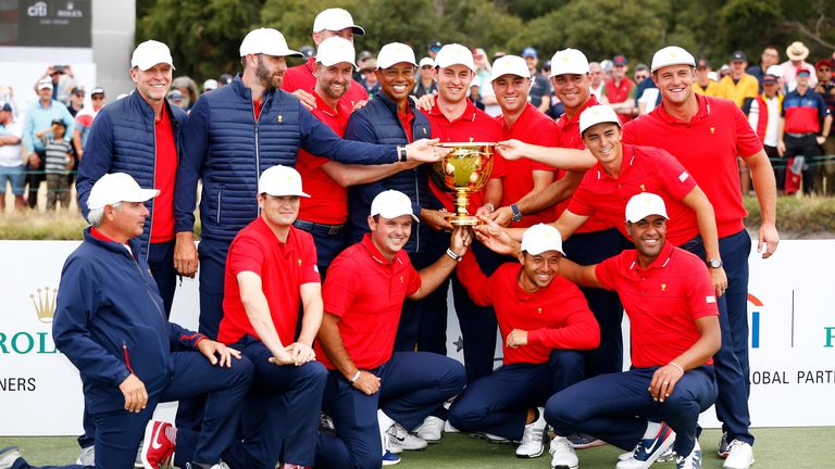 United States with the Presidents Cup trophy