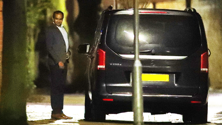 Arsenal chief executive Vinai Venkatesham leaving Mikel Arteta's Manchester home in the early hours of Monday morning.