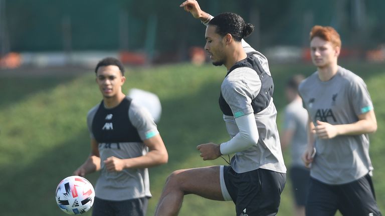Virgil van Dijk leads training ahead of Liverpool's FIFA Club World Cup final against Flamengo