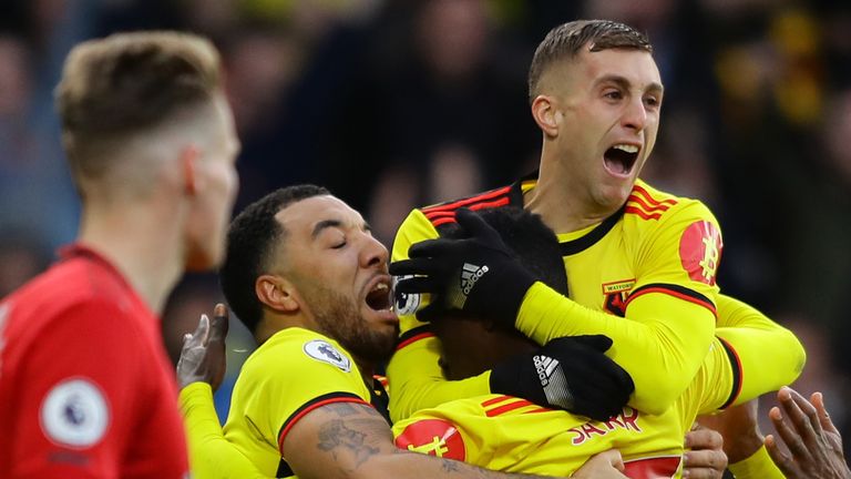 Watford secured a vital 2-0 win over Manchester United at Vicarage Road
