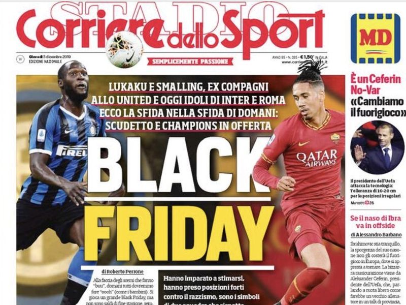 groef pik Te voet Corriere dello Sport's 'Black Friday' headline leaves Romelu Lukaku's agent  'ashamed' | Football News | Sky Sports
