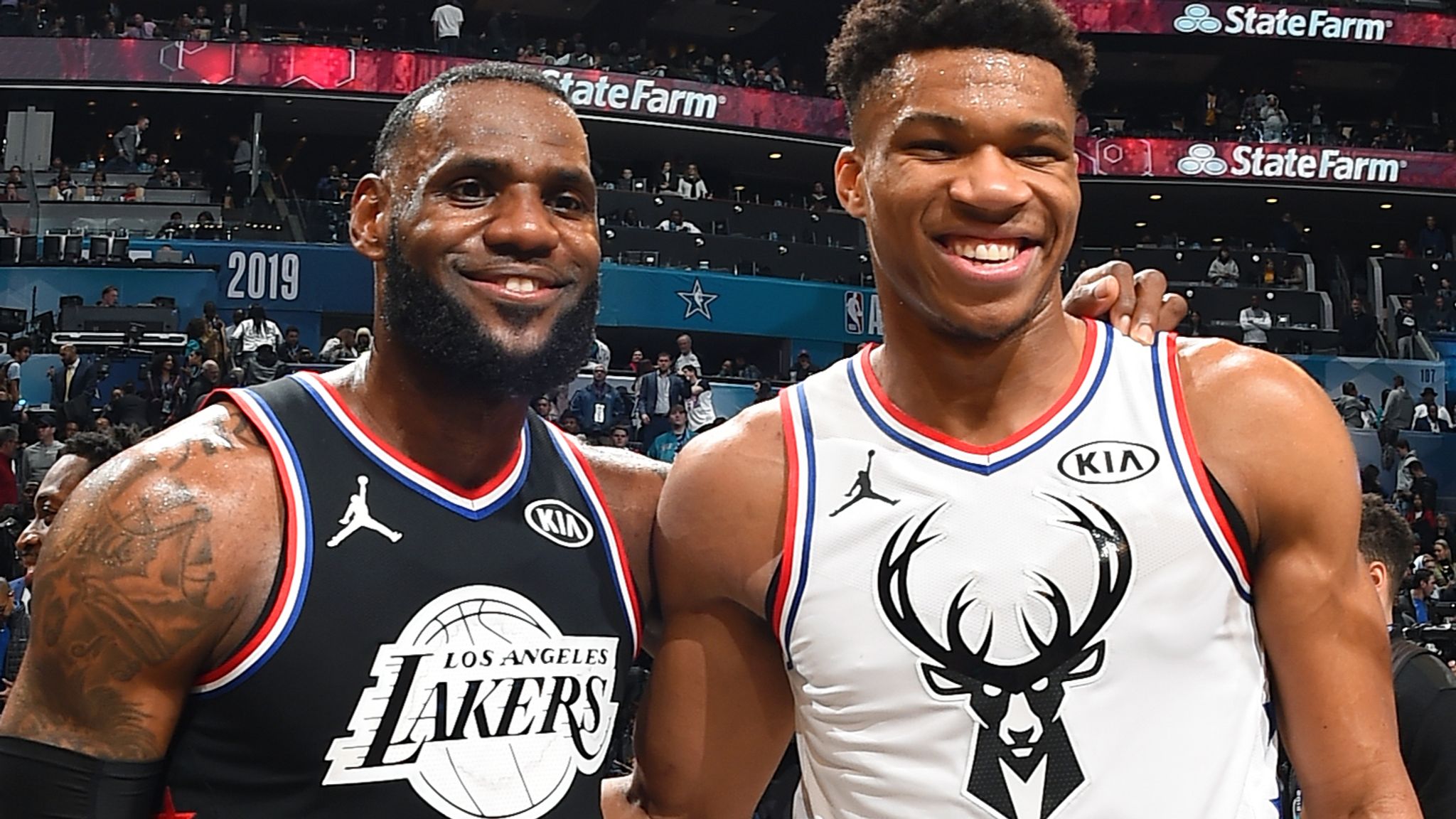lebron vs giannis all star game picture