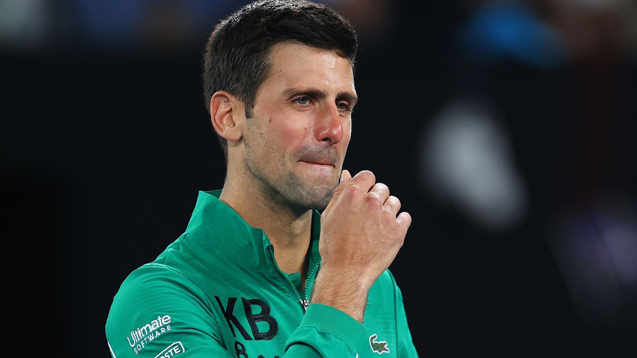 Novak Djokovic wearing a custom 24-shirt as a tribute to Kobe