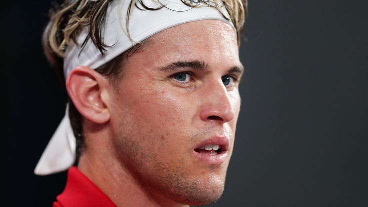 Dominic Thiem of Austria looks on during his Group E singles match against Diego Schwartzman of Argentina during day four of the 2020 ATP Cup Group Stage at Ken Rosewall Arena on January 06, 2020 in Sydney, Australia.