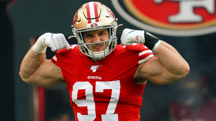 49ers defensive end Nick Bosa finished the regular season with nine sacks, 47 tackles, one interception and one forced fumble