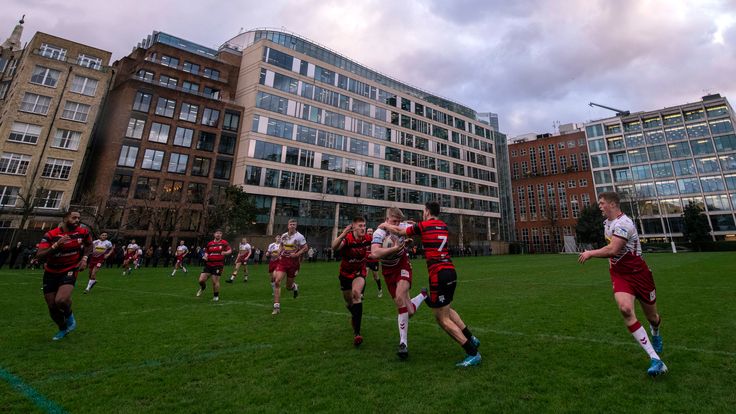 LONDON, ENGLAND - JANUARY 17: A general view of the action during the 2020 Capital Challenge match between London Skolars and Wigan Warriors at Honourable Artillery Company on January 17, 2020 in London, England. (Photo by Justin Setterfield/Getty Images)