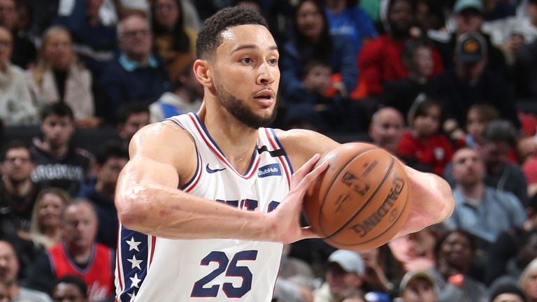Ben Simmons throws a chest pass during the 76ers&#39; win over the Nets
