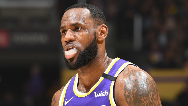 LeBron James in action for the Lakers against the Magic