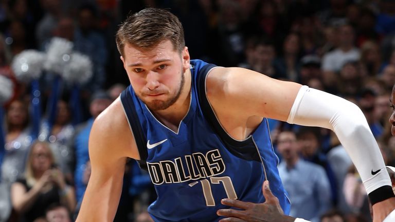 Luka Doncic attacks off the dribble against the Thunder