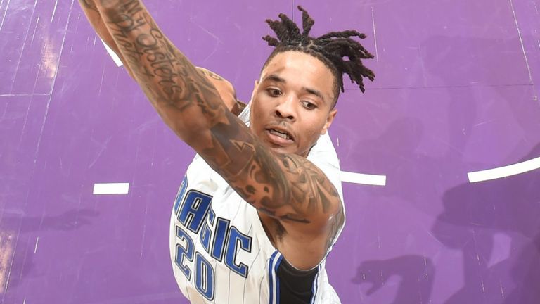 Markelle Fultz grabs a rebound during the Magic&#39;s shock win over the Lakers