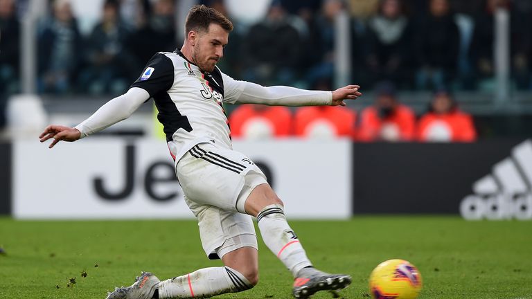 Aaron Ramsey of Juventus during the Serie A match between Juventus and Cagliari Calcio at Allianz Stadium on January 6, 2020 in Turin, Italy. 