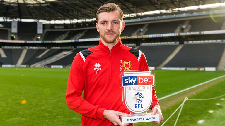 Alex Gilbey of MK Dons wins the Sky Bet League One Player of the Month award for December 2019 - Mandatory by-line: Dougie Allward/JMP - 10/10/2019 - FOOTBALL - Milton Keynes, England.