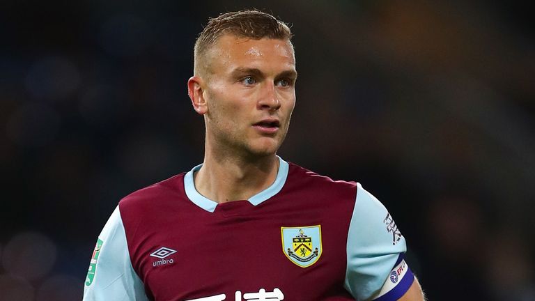 Ben Gibson of Burnley during the Carabao Cup Second Round fixture between Burnley and Sunderland at Turf Moor on August 28, 2019 in Burnley, England.