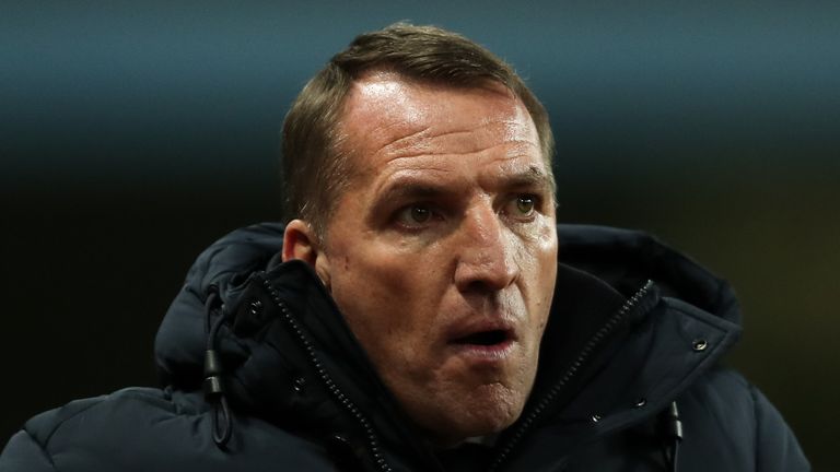 Brendan Rodgers during Leicester's Carabao Cup semi-final defeat to Aston Villa