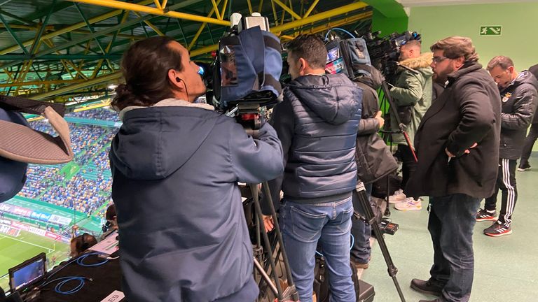 Plenty of camera crews were in attendance to see Bruno Fernandes 