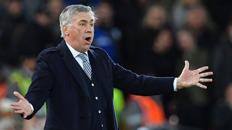 Carlo Ancelotti looks on exasperated as his side surrendered to defeat
