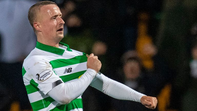 Celtic's Leigh Griffiths celebrates making it 3-0 at St Johnstone