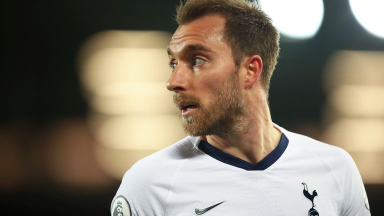 Christian Eriksen during the Premier League match between Everton and Spurs at Goodison Park on November 3, 2019