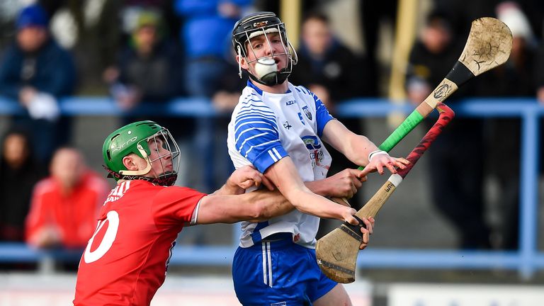 Calum Lyons of Waterford in action against Seamus Harnedy of Cork