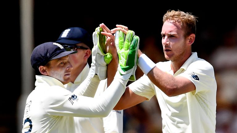 Stuart Broad celebrates the wicket of South Africa opener Pieter Malan