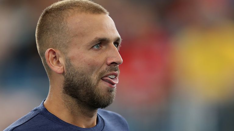 Dan Evans of Great Britain looks on during his singles match against Andrey Rublev of Russia on day five of the 2020 Adelaide International at Memorial Drive on January 16, 2020 in Adelaide, Australia.