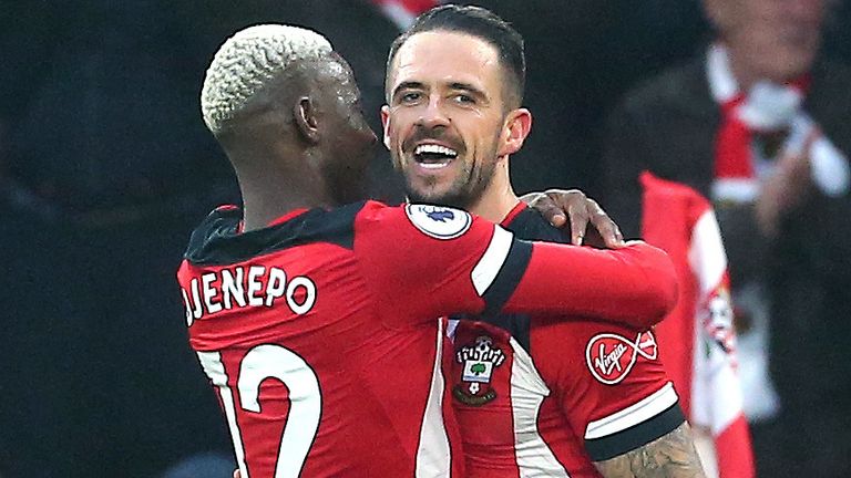 Danny Ings celebrates his opener with Moussa Djenepo