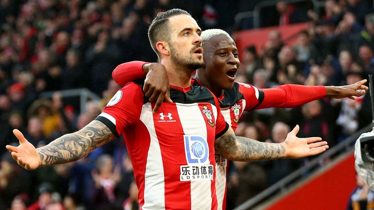 Danny Ings celebrates his goal with Moussa Djenepo