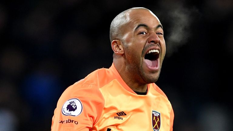 Darren Randolph  in action with West Ham