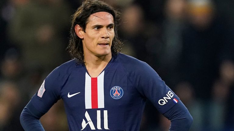 Edinson Cavani during the Ligue 1  match between Paris Saint Germain and Monaco at Parc des Princes on January 12, 2020