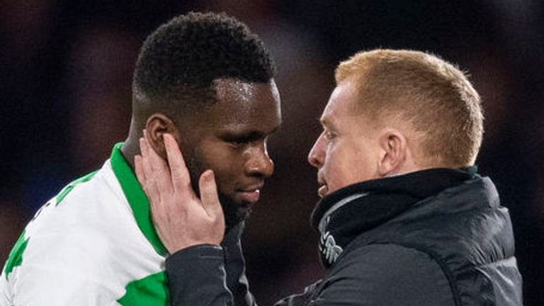 Celtic manager Neil Lennon with Odsonne Edouard