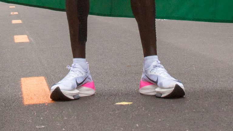 Kipchoge won specially designed shoes when he broke the two-hour barrier