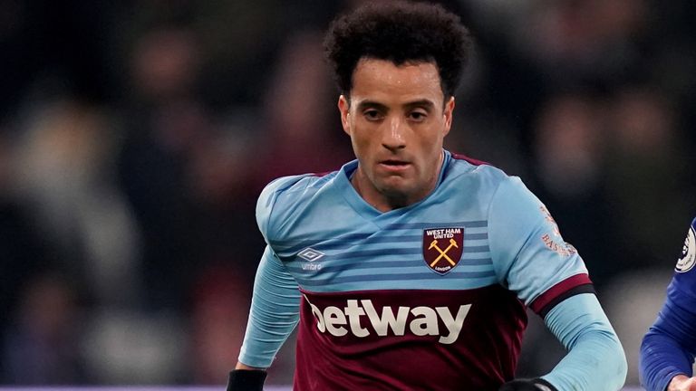 West Ham United&#39;s Felipe Anderson in action at the London Stadium