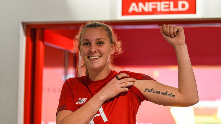 Foster is a Liverpool fan and has 'You'll Never Walk Alone' tattooed on her arm