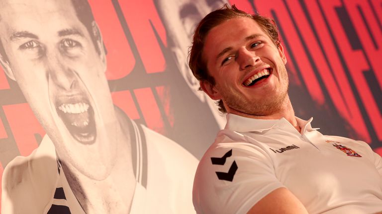 Picture by Allan McKenzie/SWpix.com - 24/01/2020 - Rugby League - Super League - Betfred Super League Launch 2020 - Emerald Headingley Stadium - Leeds, England - George Burgess during the launch