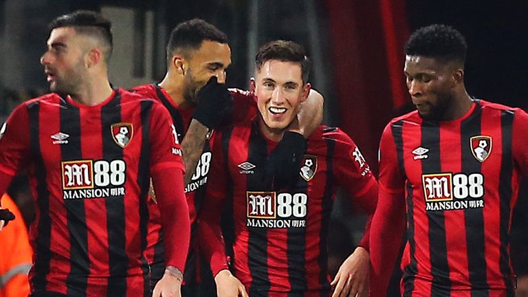 Harry Wilson celebrates scoring Bournemouth's opener