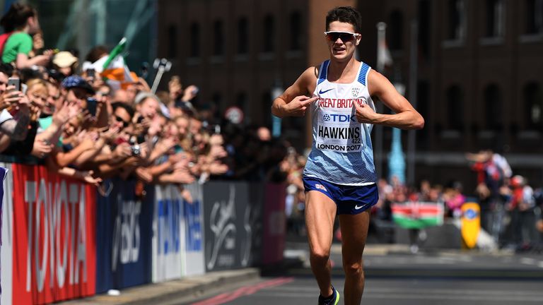 LONDON, ENGLAND - AUGUST 06: Callum Hawkins of Great Britain competes in the Men's Marathon during day three of the 16th IAAF World Athletics Championships London 2017 at The London Stadium on August 6, 2017 in London, United Kingdom. (Photo by Shaun Botterill/Getty Images)