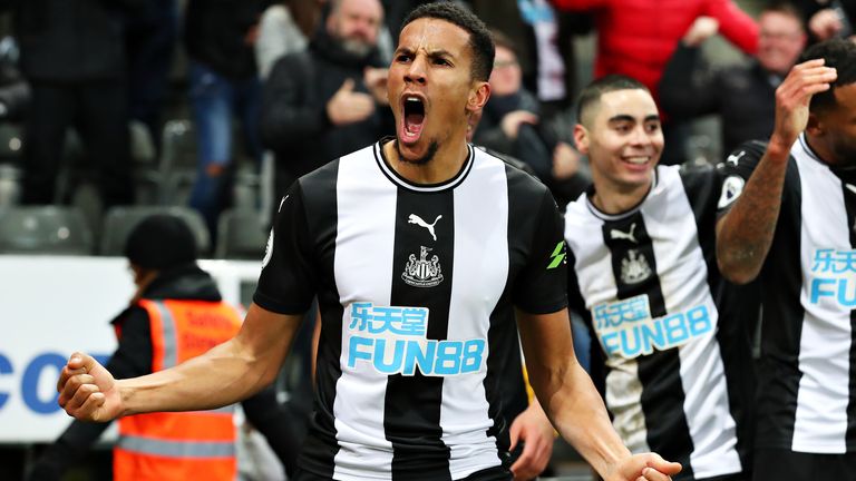 Isaac Hayden celebrates his stoppage-time winner