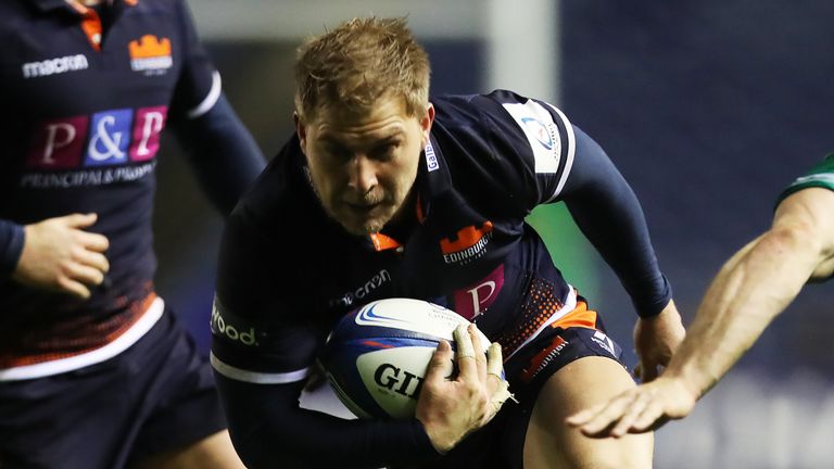 EDINBURGH, SCOTLAND - DECEMBER 07: Jaco van der Walt of Edinburgh Rugby drives forward during the Champions Cup match between Edinburgh Rugby and Newcastle Falcons at Murrayfield Stadium on December 7, 2018 in Edinburgh, United Kingdom. (Photo by Ian MacNicol/Getty Images)