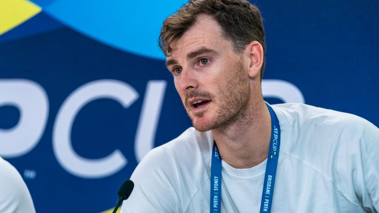 Jamie Murray of Great Britain responses to questions from media during the post-match media interview after their quarter final loss to Australia during day seven of the 2020 ATP Cup at Ken Rosewall Arena on January 09, 2020 in Sydney, Australia.