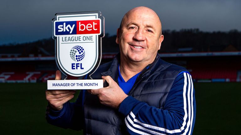 John Coleman of Accrington Stanley wins the Sky Bet League One Manager of the Month award for December 2019 - Mandatory by-line: Robbie Stephenson/JMP - 09/01/2020 - FOOTBALL - Wham Stadium - Accrington, England - Sky Bet Manager of the Month Award