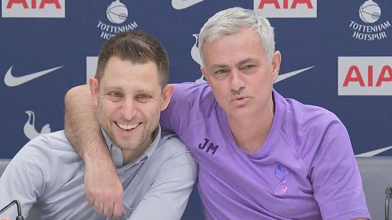 Jose Mourinho at a press conference with media manager Simon Felstein 